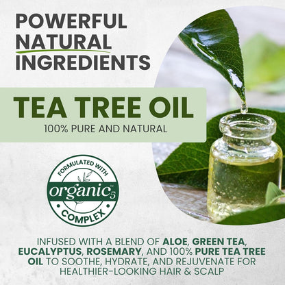 Aceite de árbol de té puro sin enjuague en espray desenredante, control del encrespamiento, tratamiento intensivo para el cuero cabelludo seco y con picazón, alivio contra la caspa y la