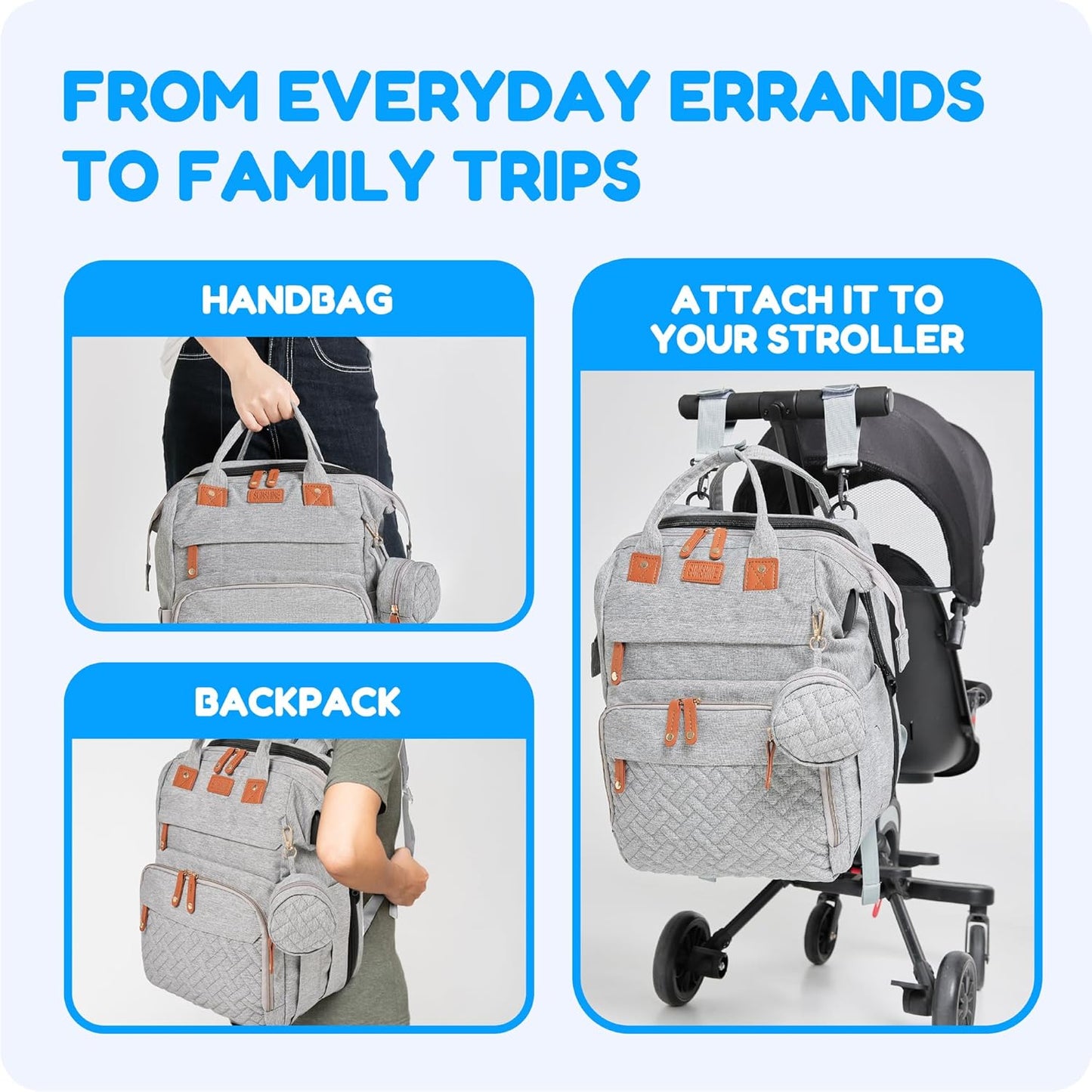 Pañaleras para Bebe - Mochila Orian para pañales con cambiador de b...