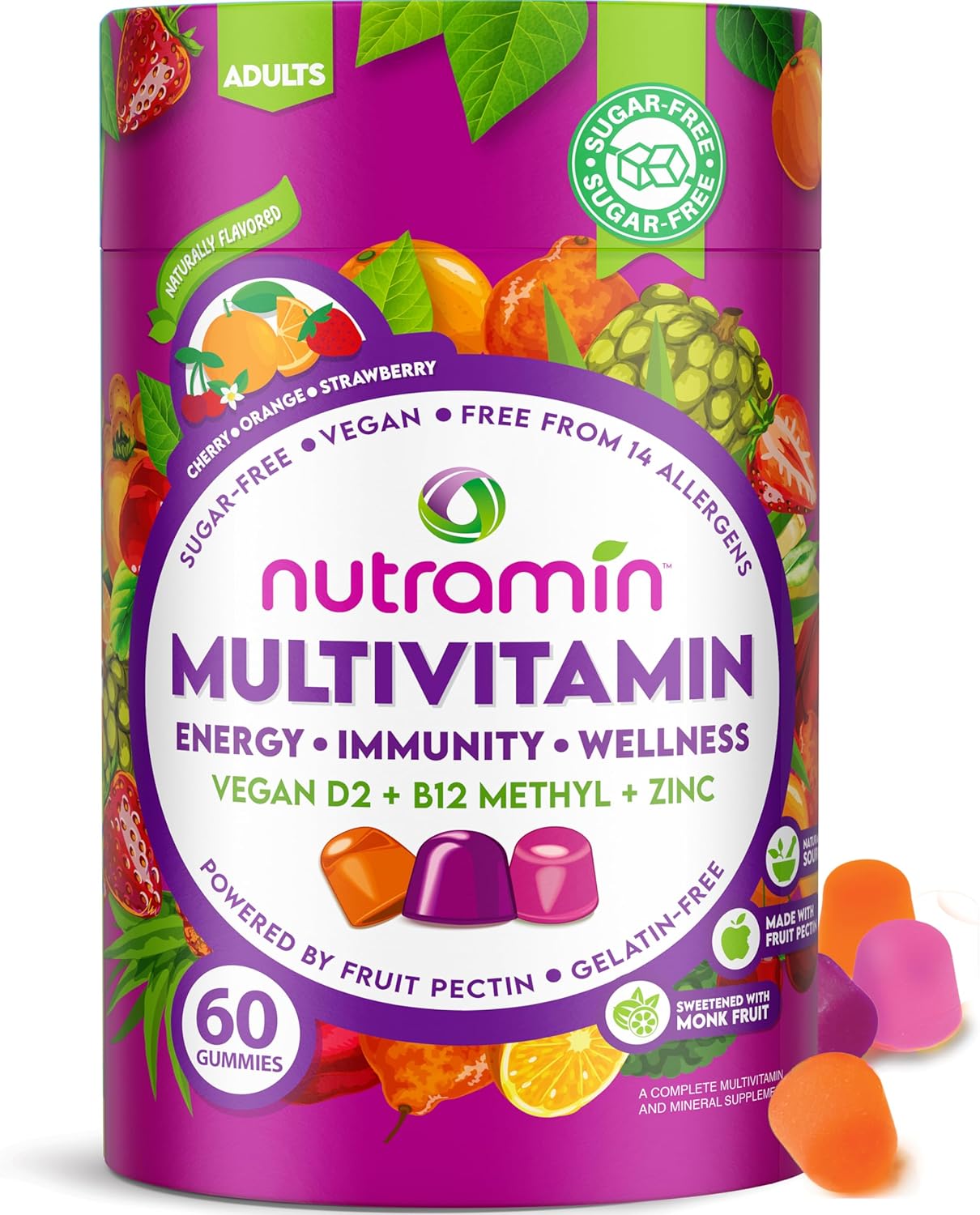 Gomitas Multivitamínicas Veganas Keto Diarias NUTRAMIN, sin OMG, Vi...