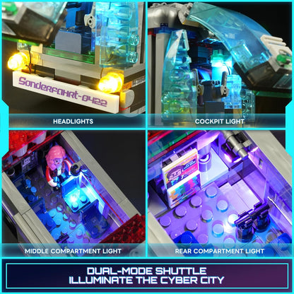 Cyberpunk Future-Bus - Juego de ladrillos de construcción, colección de vehículos del futuro de Cyberpunk City, luz LED, 2 en 1, modelo de automóvil, 605 piezas para adultos y amantes de la