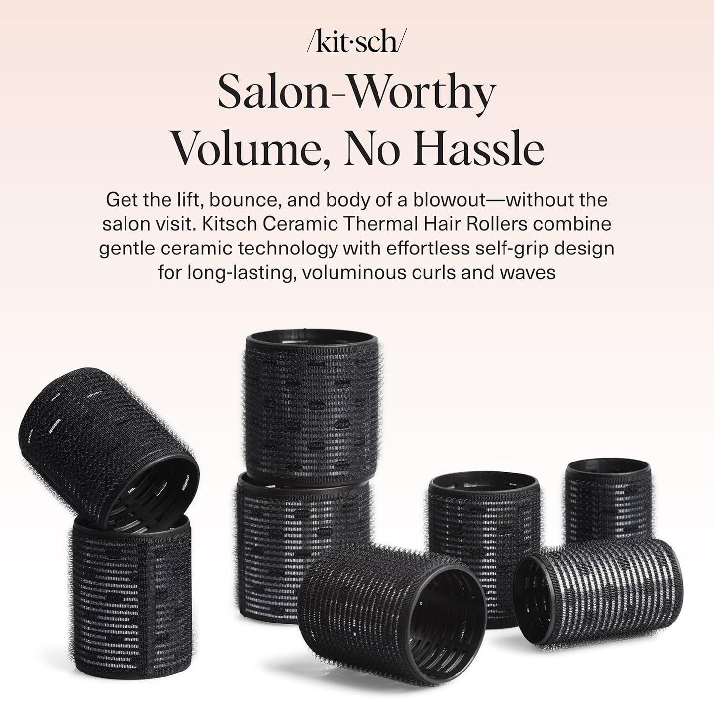 Kitsch Rodillos térmicos de cerámica para mujer, rizadores de pelo con autoagarre para rizos sin calor durante la noche, rodillos grandes voluminizadores para cabello corto y largo, para rizos sin