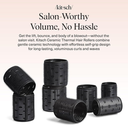 Kitsch Rodillos térmicos de cerámica para mujer, rizadores de pelo con autoagarre para rizos sin calor durante la noche, rodillos grandes voluminizadores para cabello corto y largo, para rizos sin
