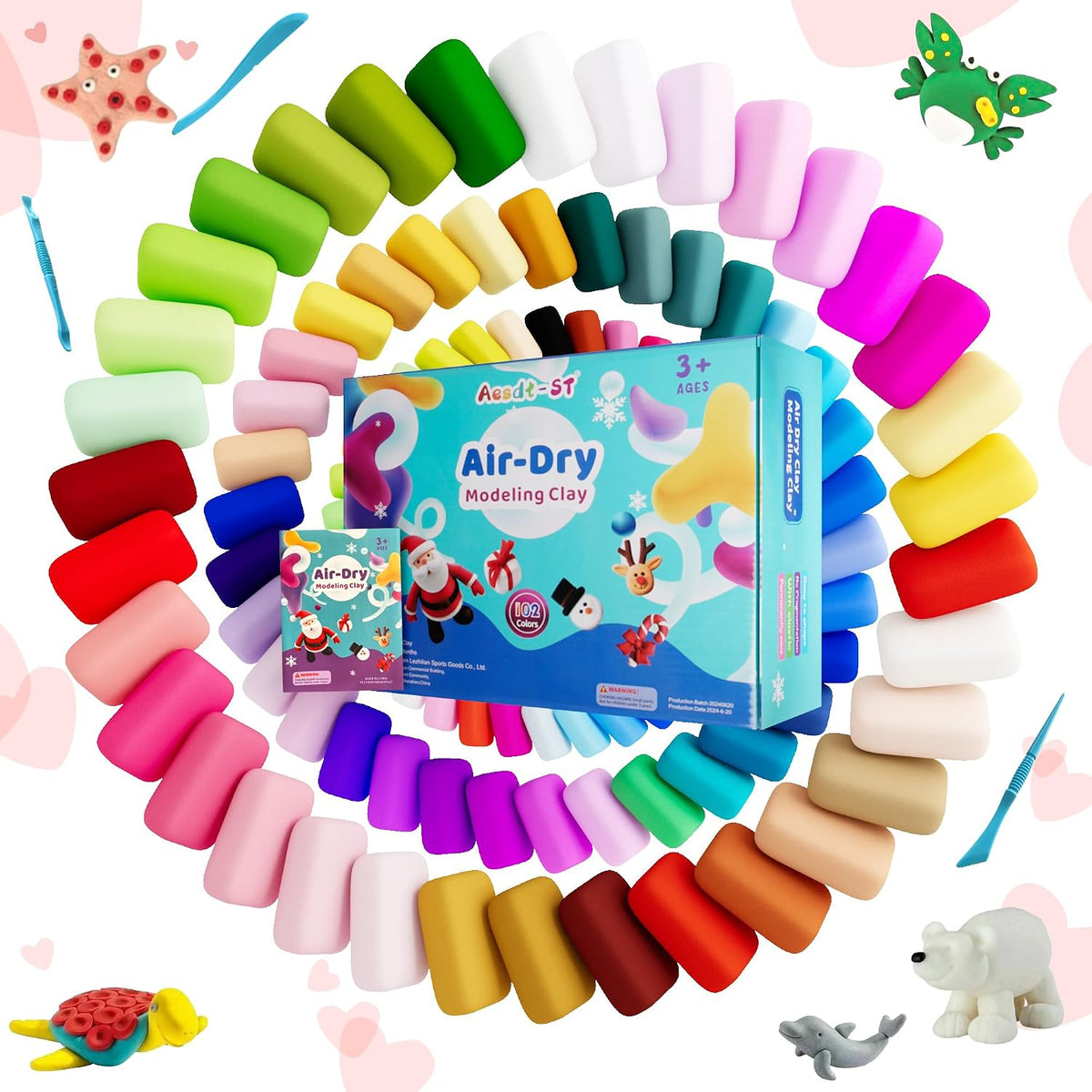 Aestd-ST Arcilla seca al aire 102 colores, arcilla para modelar par...