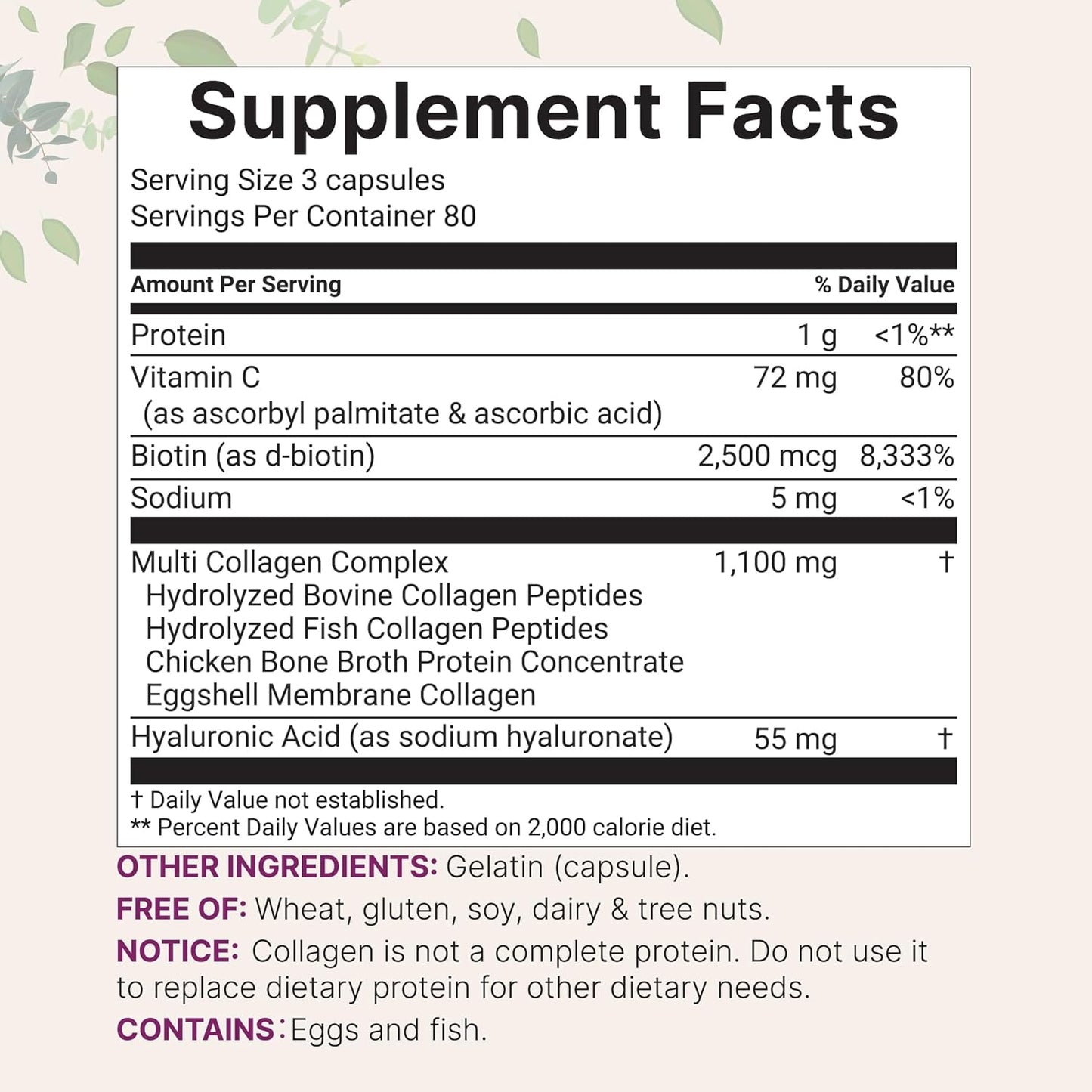 Micro Ingredients Paquete de 2 píldoras de colágeno múltiple para m...