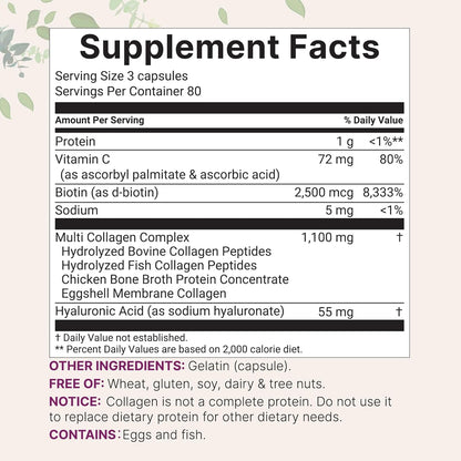 Micro Ingredients Paquete de 2 píldoras de colágeno múltiple para m...