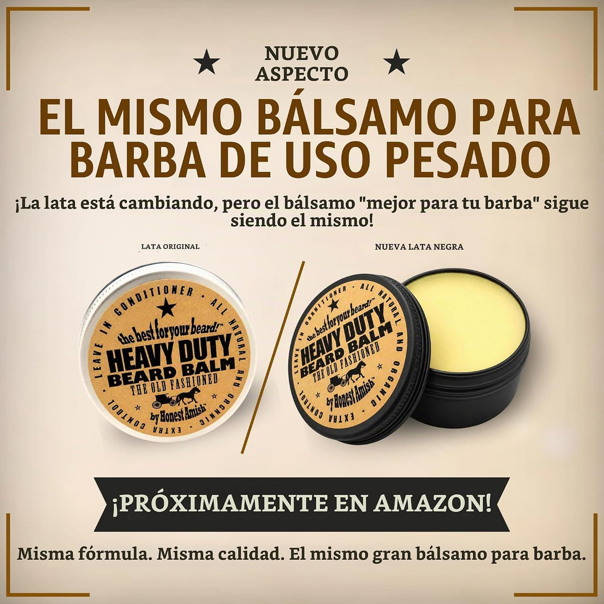 Bálsamo Honest Amish apra barba, 4 onzas, lata de rosca. | La fórmu...