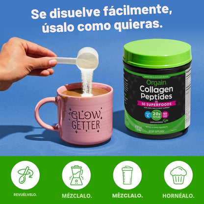Orgain - Polvo de colágeno hidrolizado + 50 superalimentos orgánico...