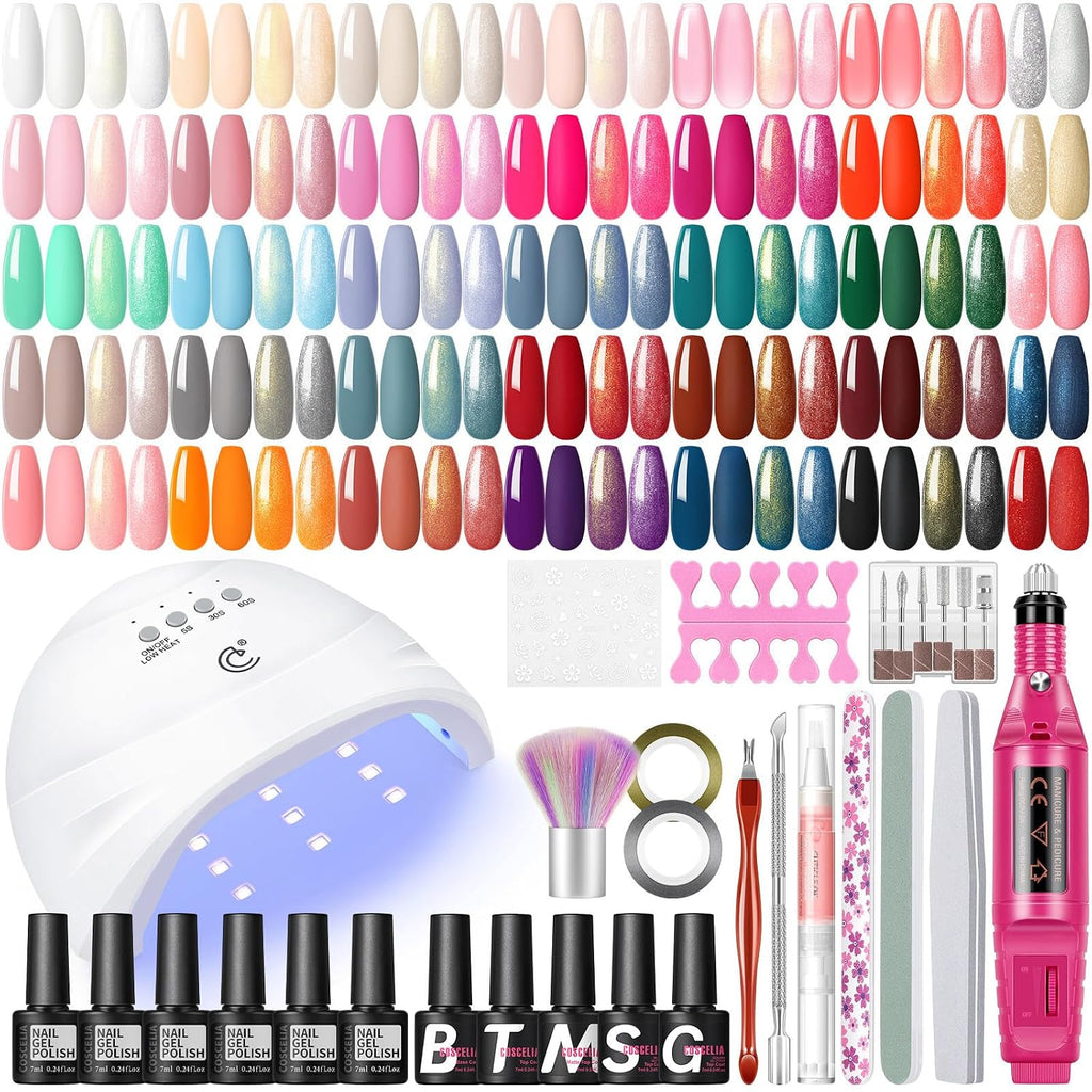 COSCELIA Kit de esmalte de uñas en gel de 53 piezas con luz UV y ki...