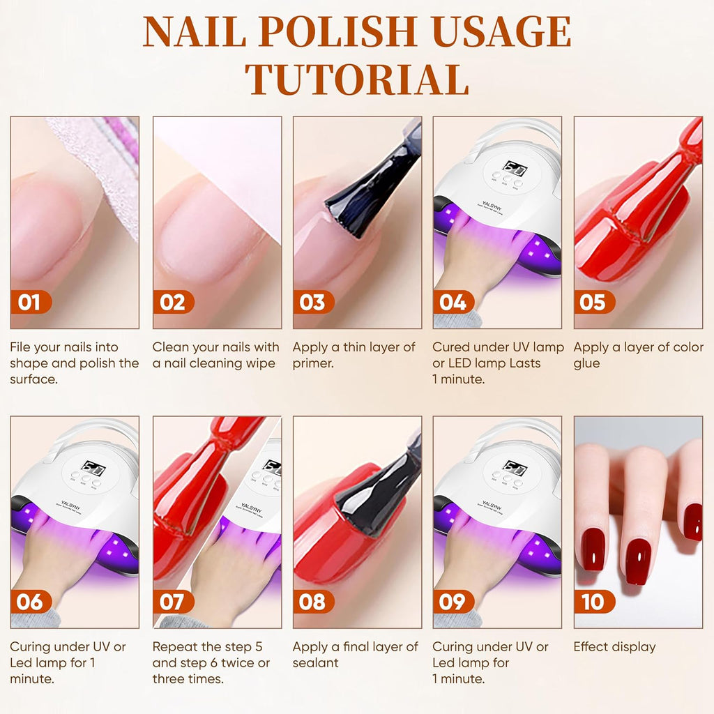 YALSYNY Kit de esmalte de uñas de gel con lámpara UV y brocha, kit...