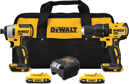 DEWALT Taladro inalámbrico de 20 V MAX y destornillador de impacto,...