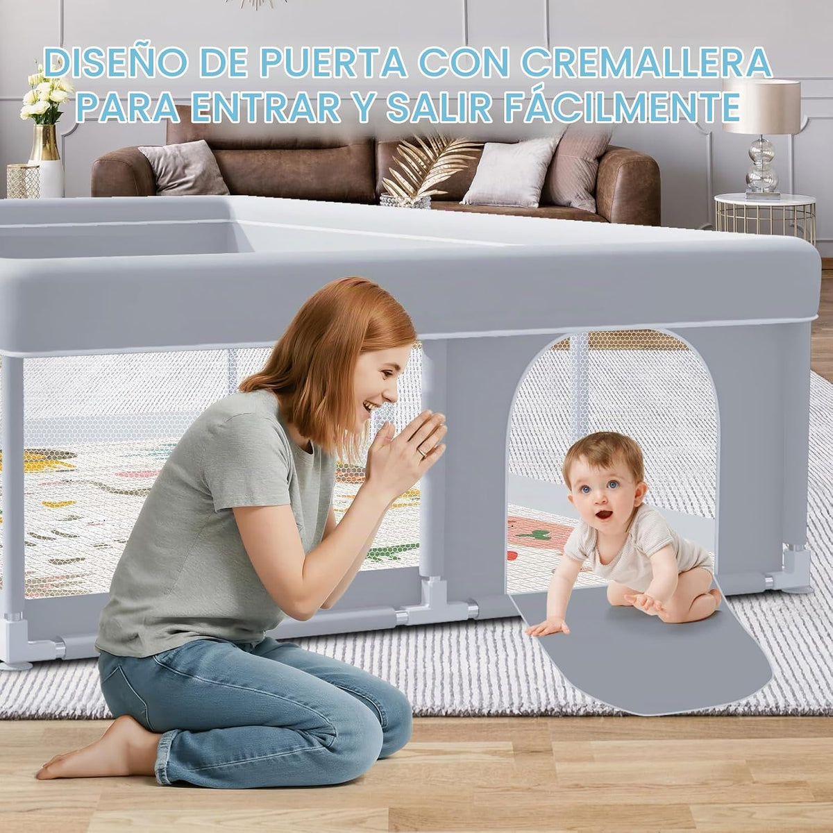 XVISHX Corralito para bebés con paspartú, 74 x 50 pulgadas, corrali...