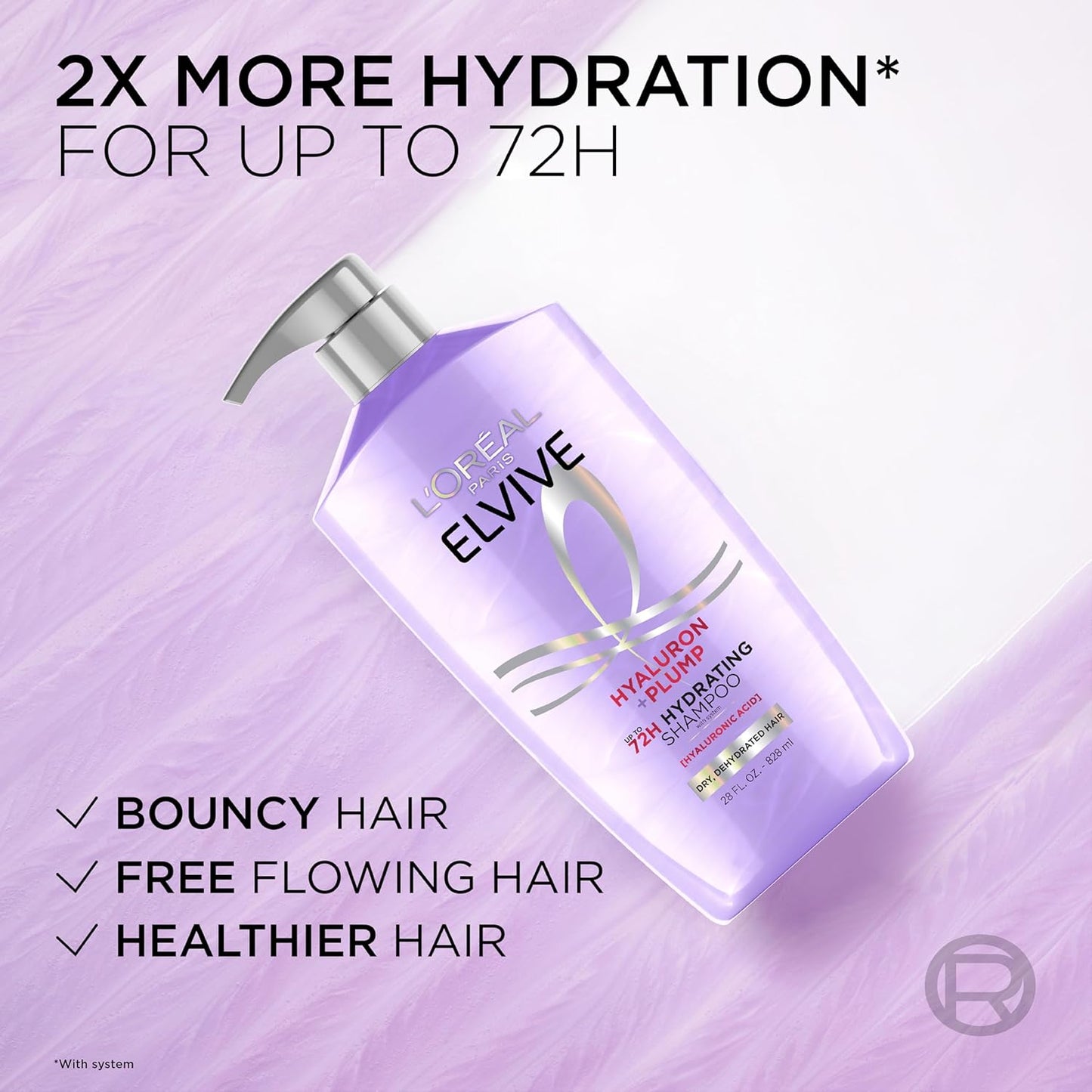 L'Oreal Paris Elvive Hyaluron Plump Champú y acondicionador para cabello deshidratado y seco con complejo de cuidado de ácido hialurónico, 1 kit (2 productos)