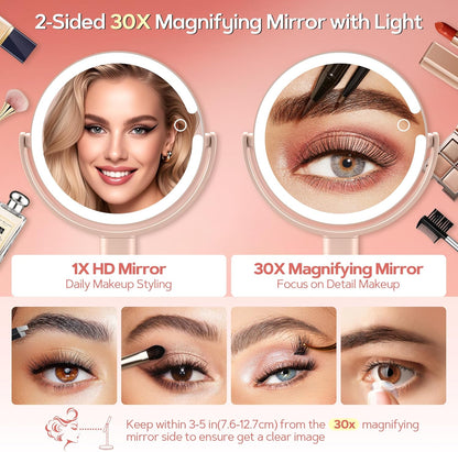 B Beauty Planet Espejo de maquillaje con luces, espejo de aumento i...
