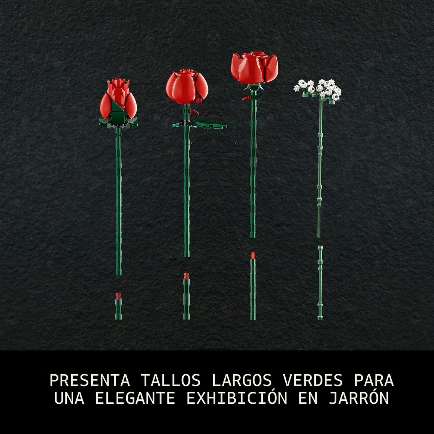 LEGO Botanicals - Ramo de rosas artificiales, juego de construcción de rosas rojas falsas para adultos, mayores de 18 años, regalos para el día de San Valentín para ella, decoración del hogar para