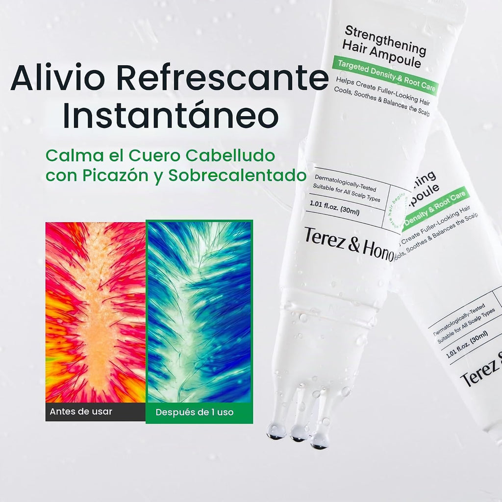 Suero para el cuero cabelludo que fortalece el cabello en ampolla -...