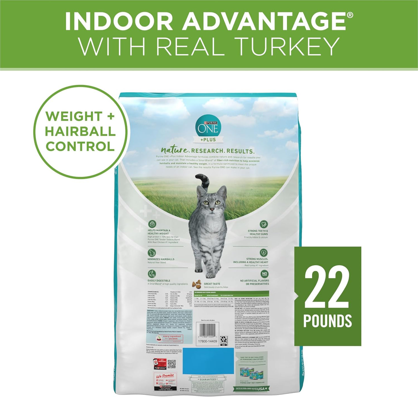 Purina ONE Natural, Bajo en Grasa, Control de Peso, Alimento Seco p...