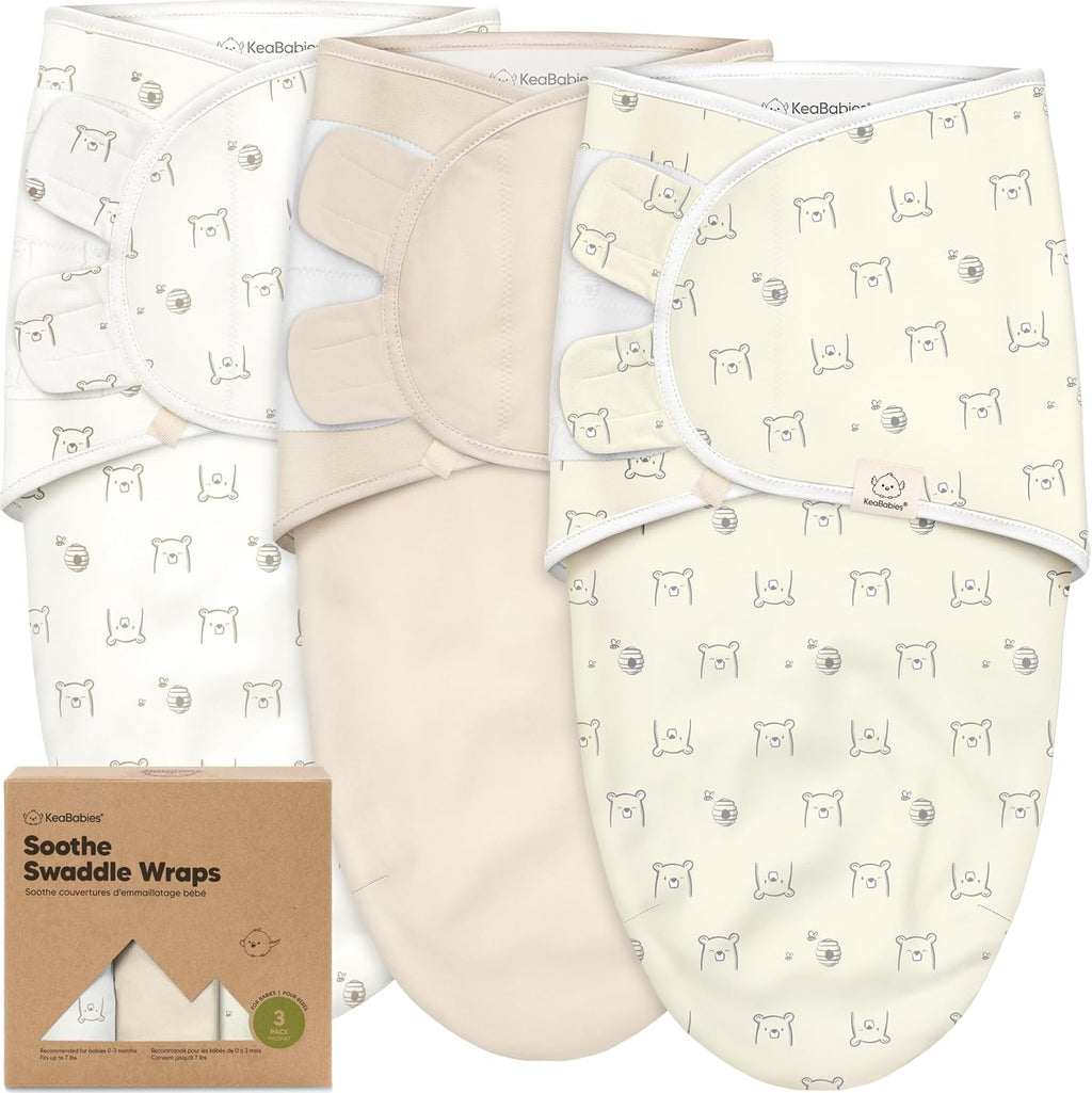 KeaBabies Paquete de 3 sacos de dormir orgánicos para bebé con arru...