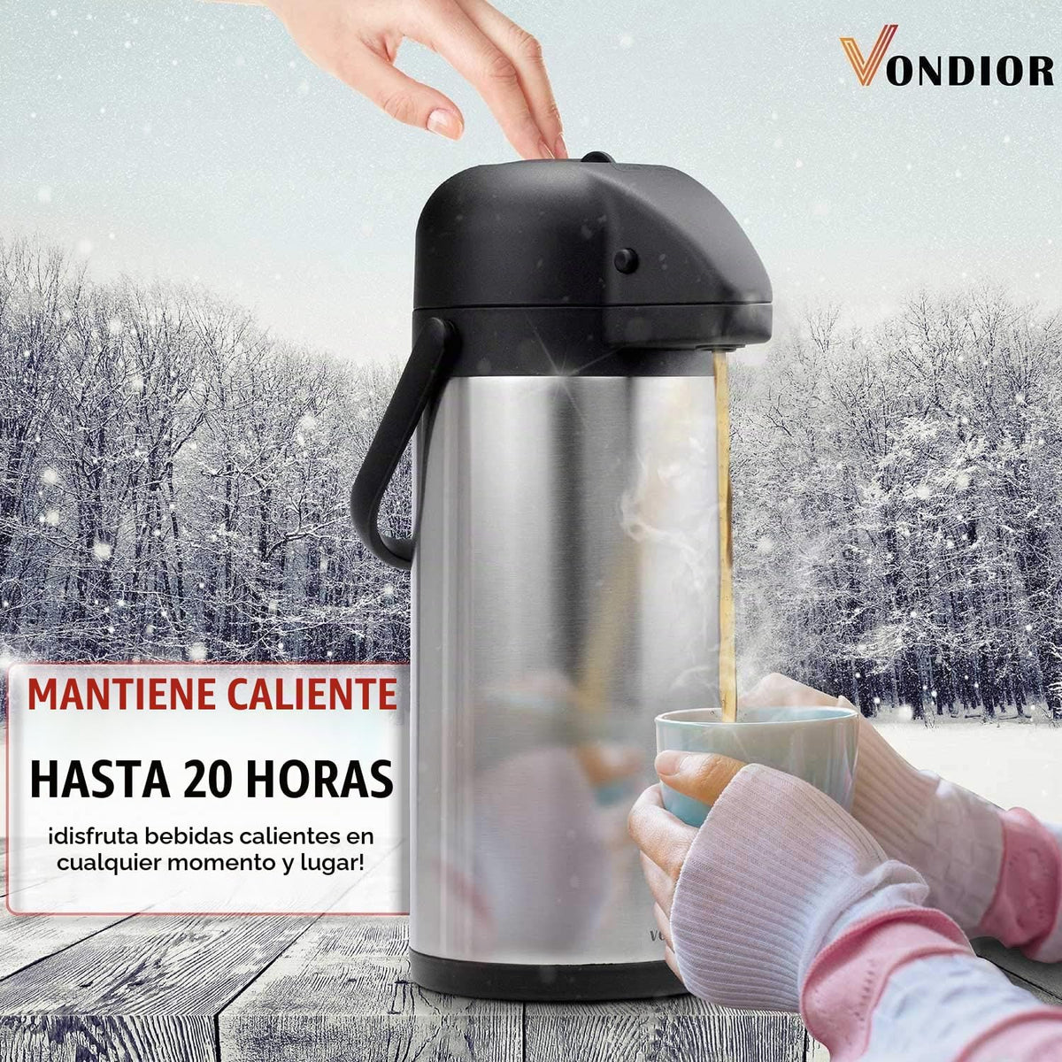 Jarra de café Airpot de 85 onzas (2.5L) con bomba, dispensador de c...