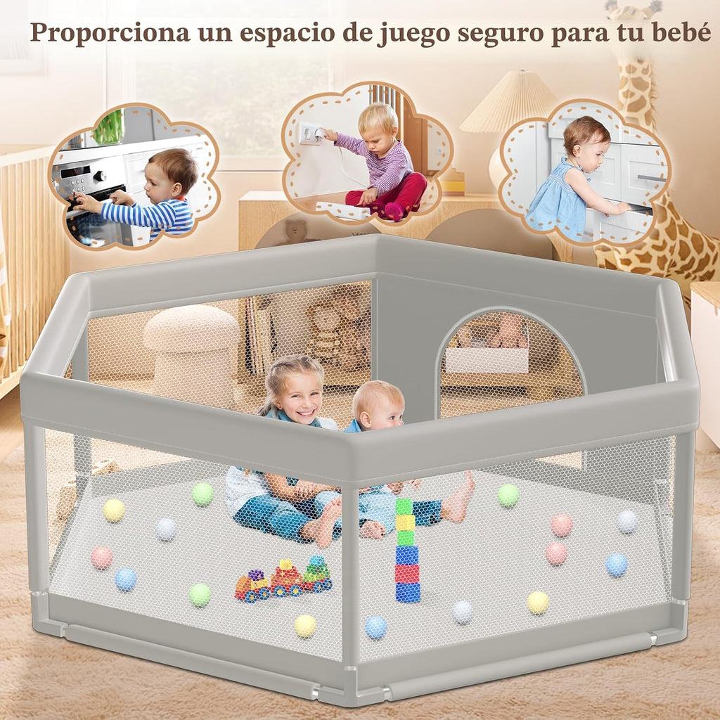 Hiaksedt - Corralito grande para bebés de 65 x 65 pulgadas, corrali...