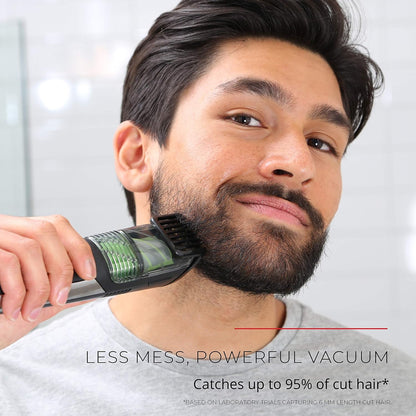 Remington Recortadora de barba al vacío, 13 ajustes de longitud y e...