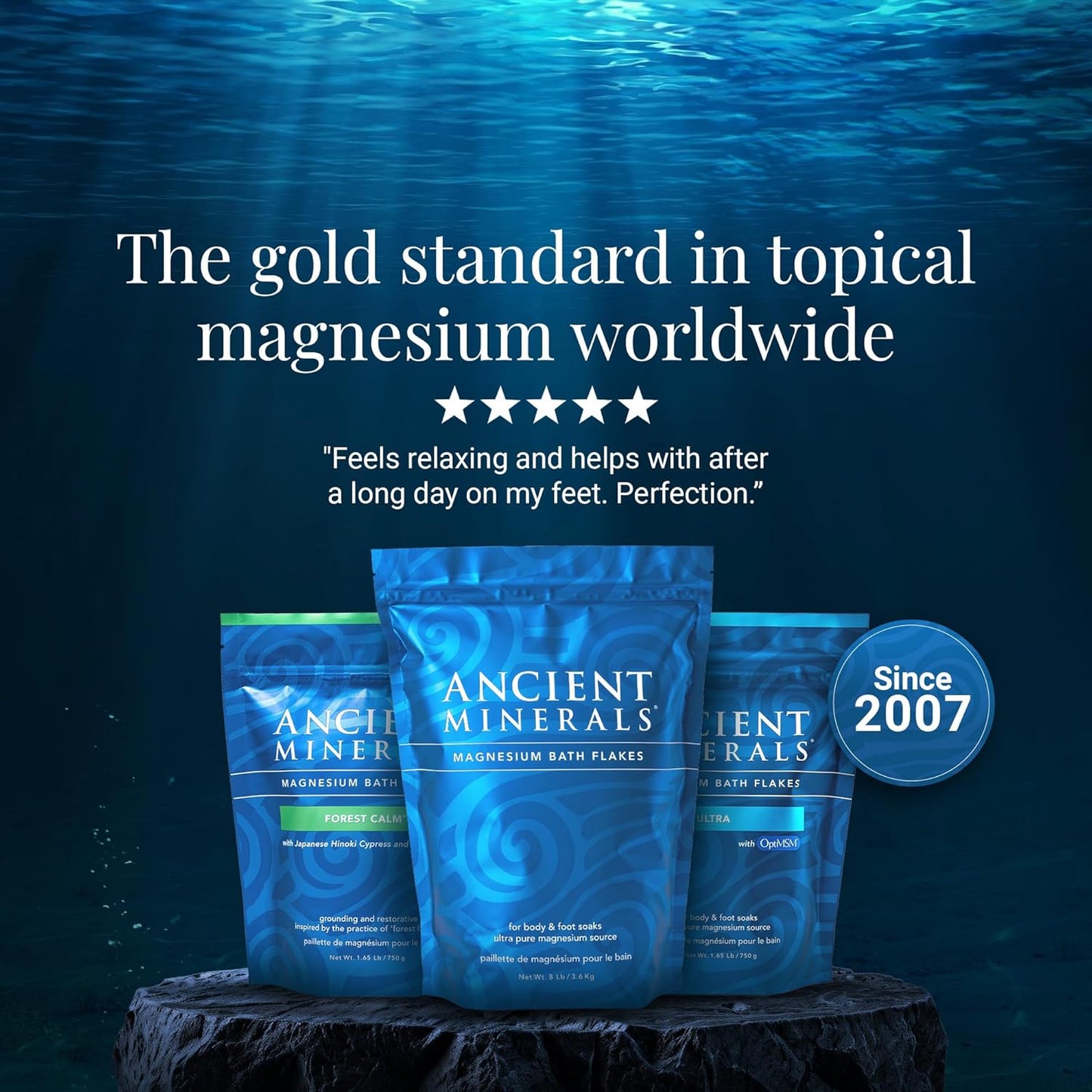 Ancient Minerals copos de baño de magnesio, bolsa de un solo uso.