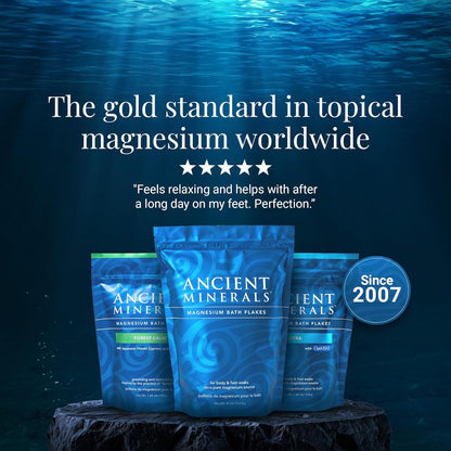 Ancient Minerals copos de baño de magnesio, bolsa de un solo uso.