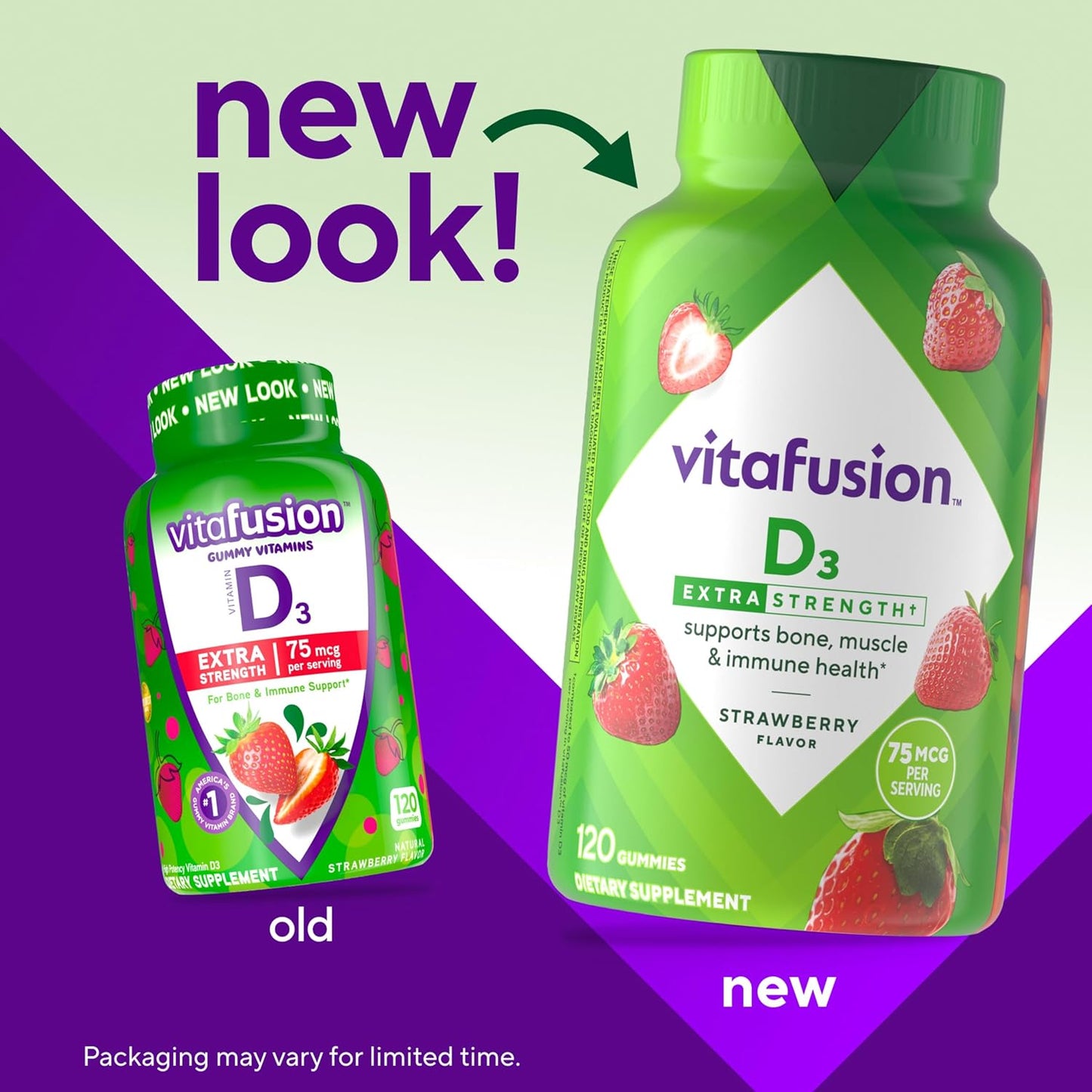 Vitafusion Vitamina D3 de Fuerza Extra en Gomita, Sabor a Fresa par...
