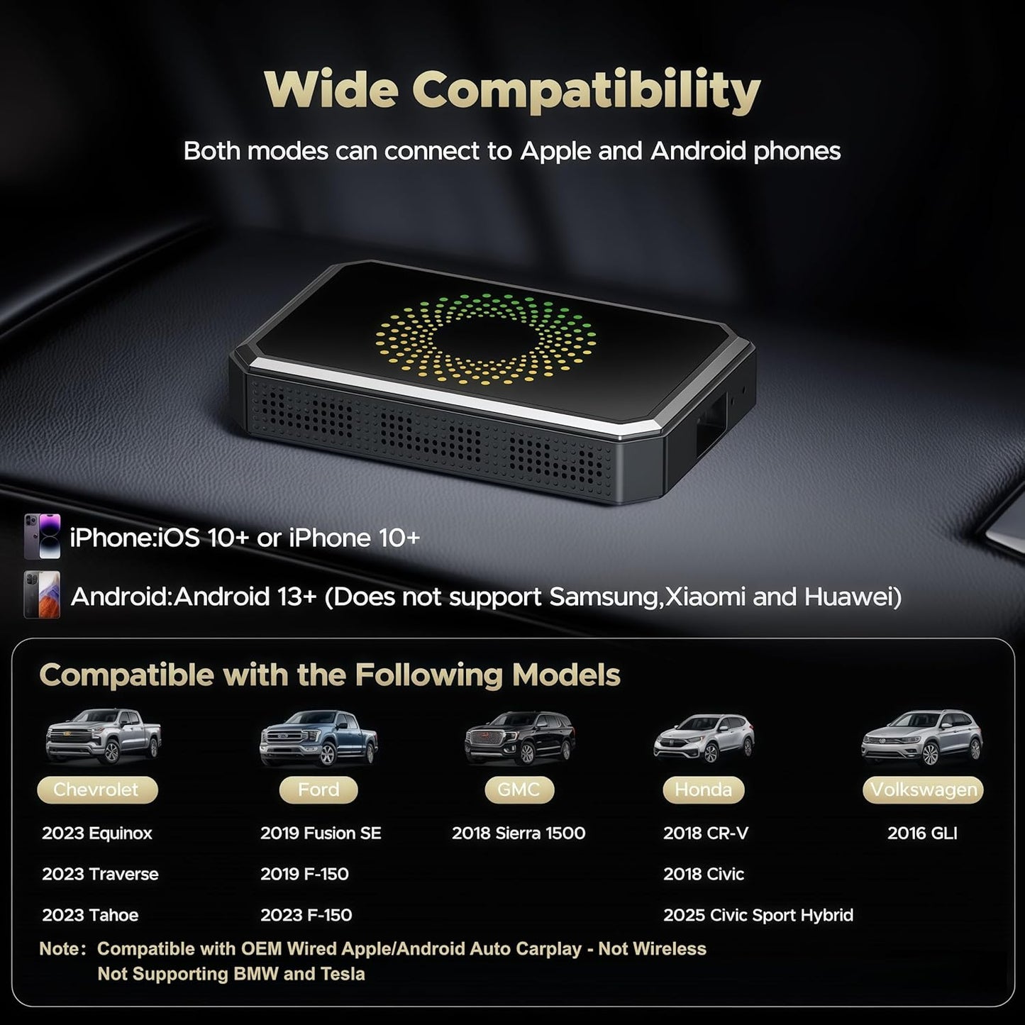 TOGUARDGO Adaptador inalámbrico 3 en 1 Carplay Magic AI Box con Net-Flix YouTube TikTok Actualización de Car Play con cable a soporte inalámbrico Unidad USB para iPhone 10+ y Android 13+