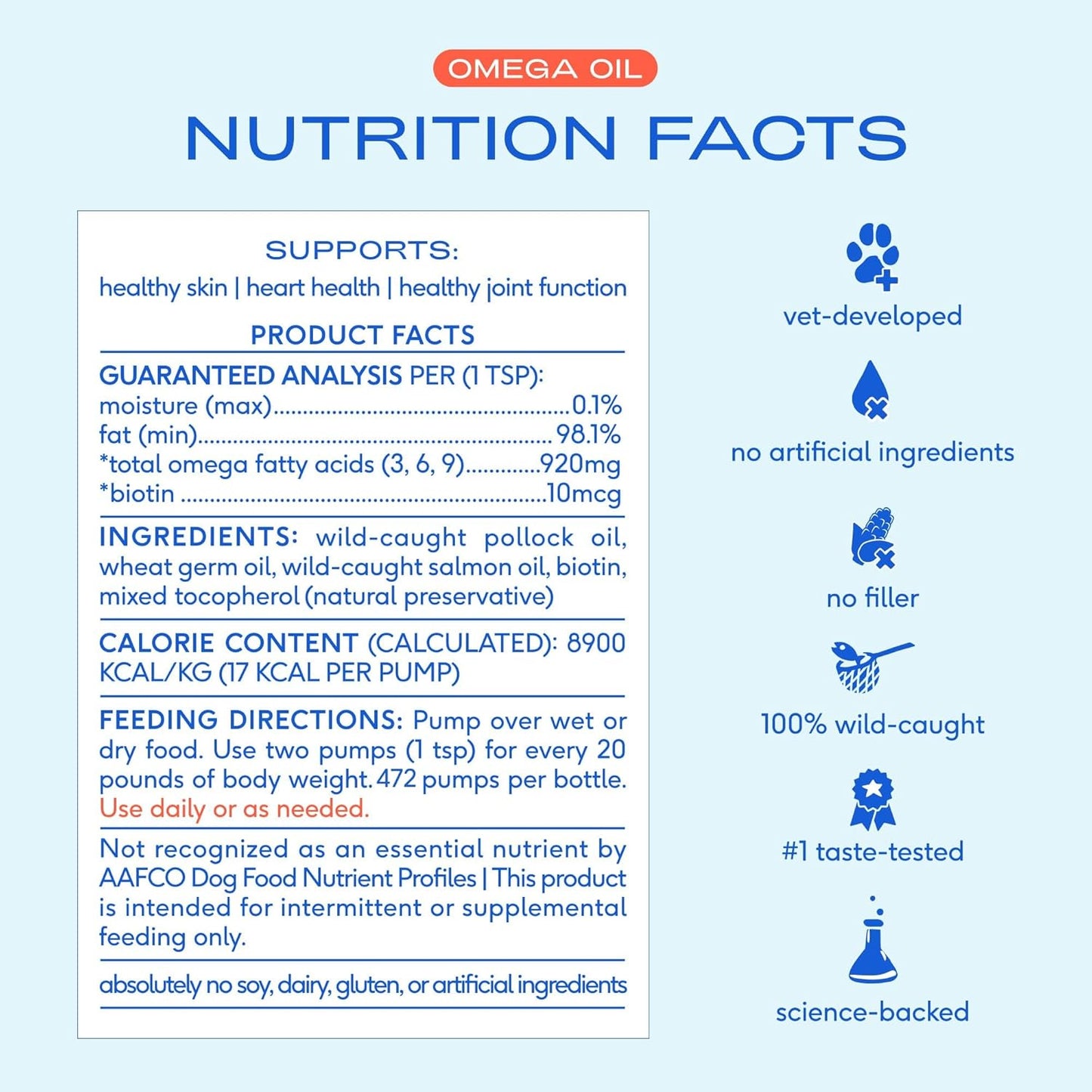 Native Pet Aceite de pescado Omega 3 para perros y gatos, promueve...