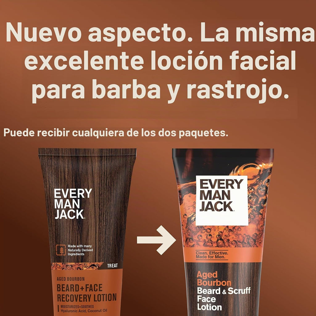 Every Man Jack Beard + Scruff Face Loción para hombres, Bourbon env...