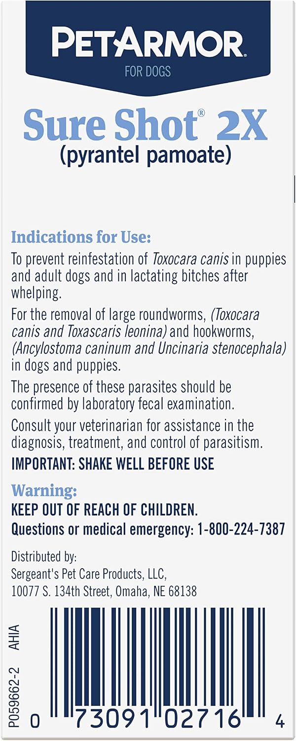 PetArmor Sure Shot - Líquido desparasitante para perros, gusanos re...