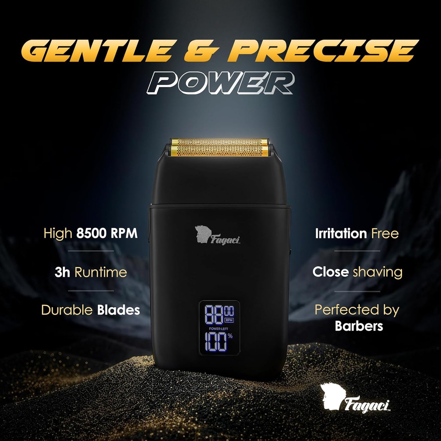 Fagaci Afeitadora de peluquería para hombres – Afeitado suave de vidrio sin irritación, maquinilla de afeitar profesional de barbero de 8500 RPM de alto torque, afeitadora eléctrica de aluminio para
