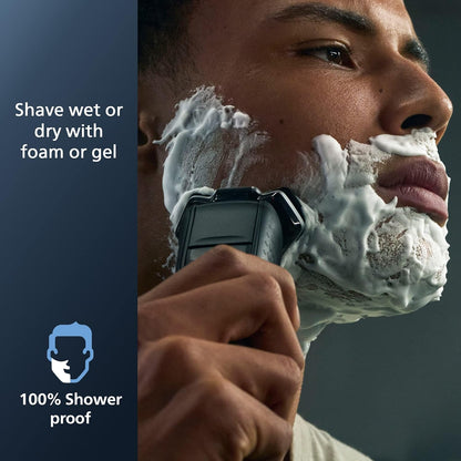 Philips Norelco Shaver 6000, afeitadora recargable en seco y húmedo con estilizador de barba 2 en 1 (5 ajustes de longitud) y recortador de precisión, S6600/90 (renovado)