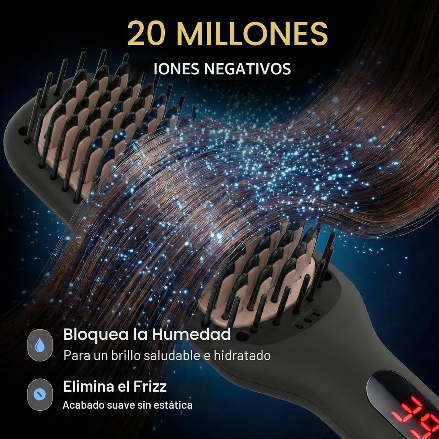 MEGAWISE Cepillo alisador de pelo iónico de cerámica profesional pa...