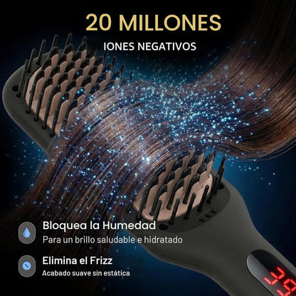 MEGAWISE Cepillo alisador de pelo iónico de cerámica profesional pa...