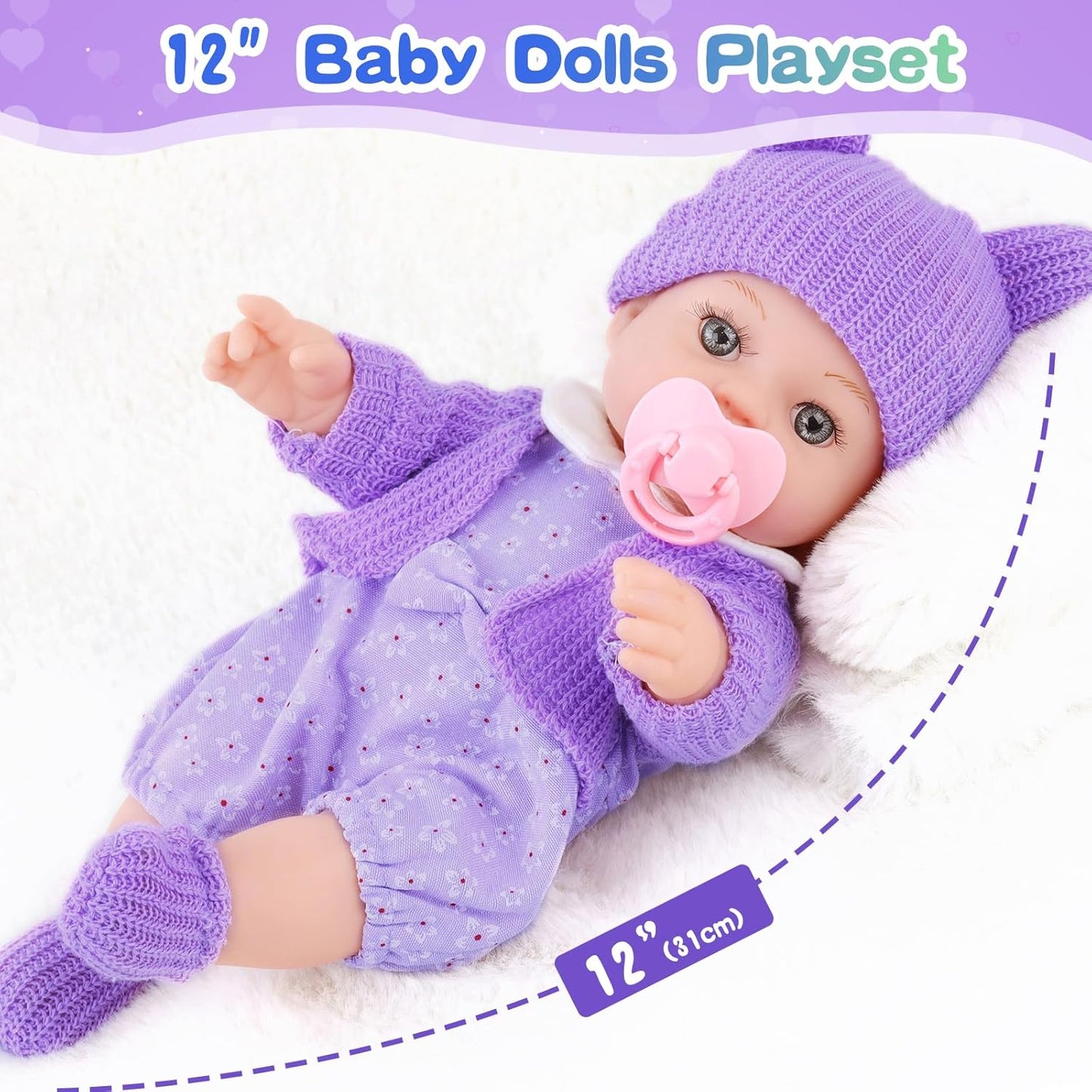 ZNTWEI Juego de muñeca bebé con mochila de 12 pulgadas con muñecas...