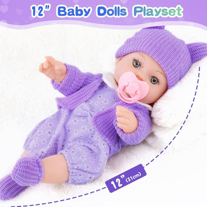 ZNTWEI Juego de muñeca bebé con mochila de 12 pulgadas con muñecas...