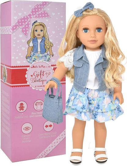 Gift Boutique Muñeca de niña de 18 pulgadas, muñeca de moda con cab...