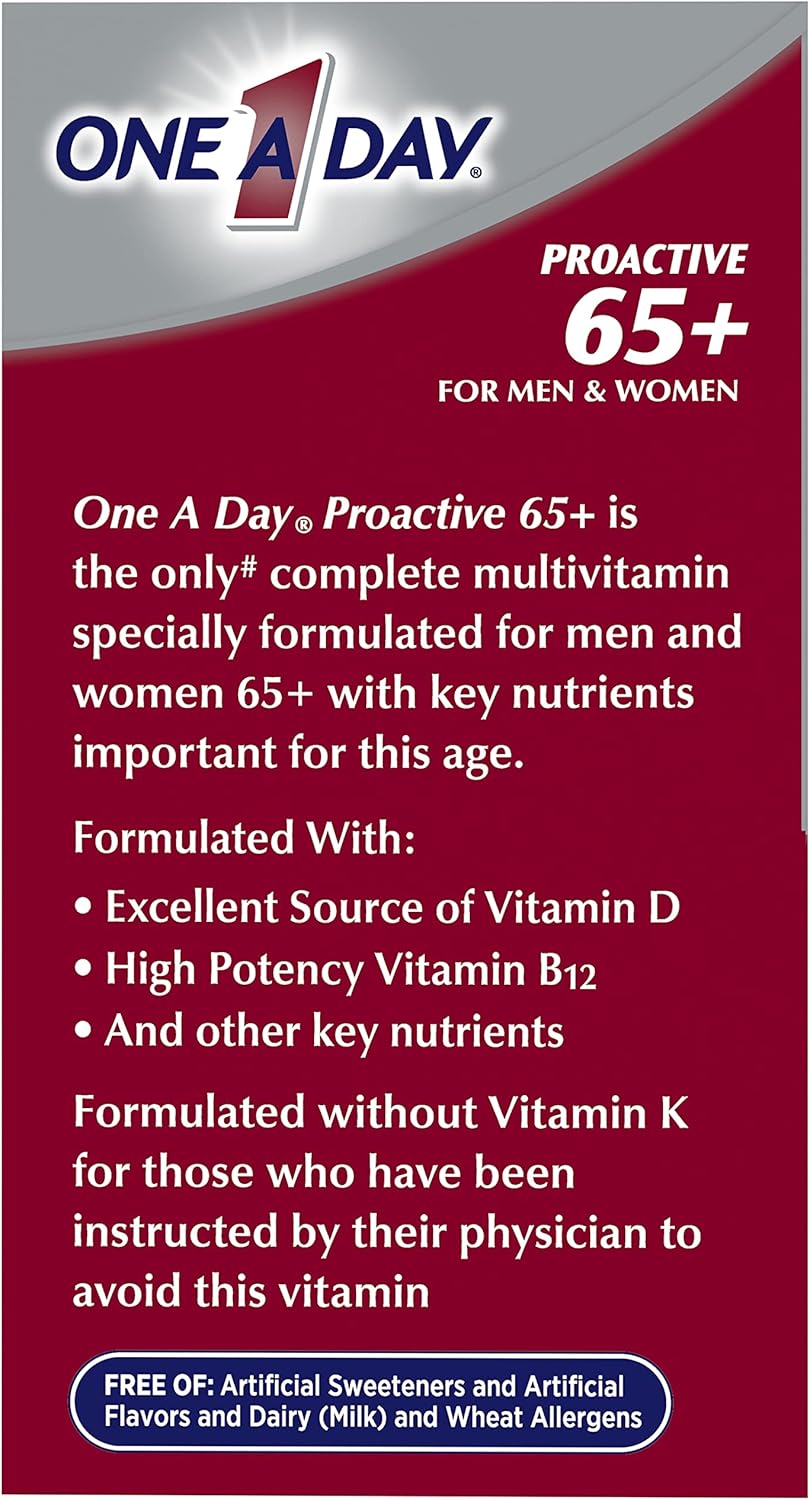 ONE A DAY Proactive 65+, multivitamínico para hombres y mujeres, su...