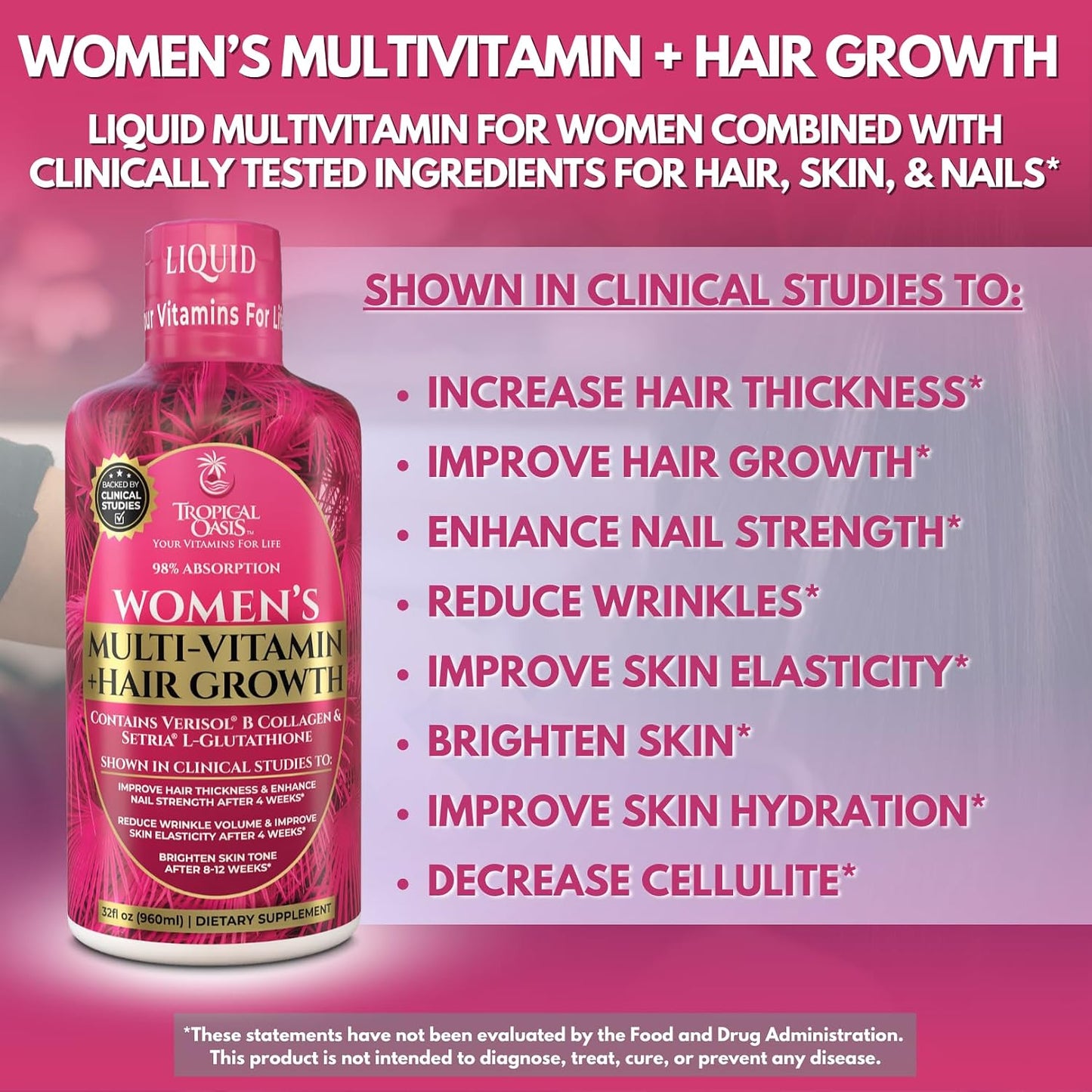 Tropical Oasis Multivitamínico Líquido para Mujeres + Crecimiento d...