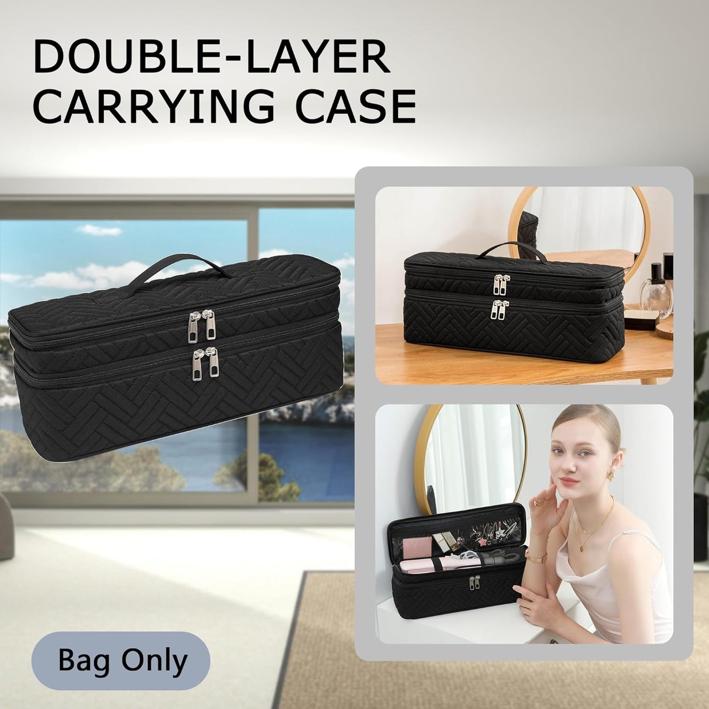ARLMEGOR Funda de transporte de doble capa para secador de pelo Rev...