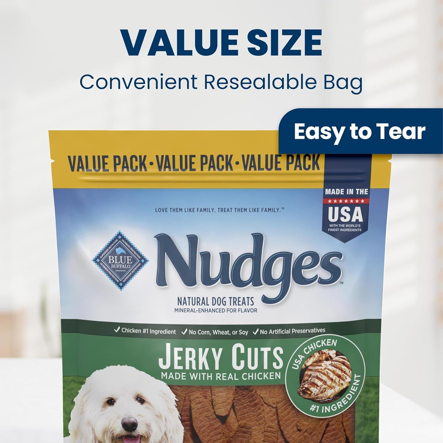 Blue Buffalo Nudges Jerky Cuts Golosinas Naturales para Perros de P...