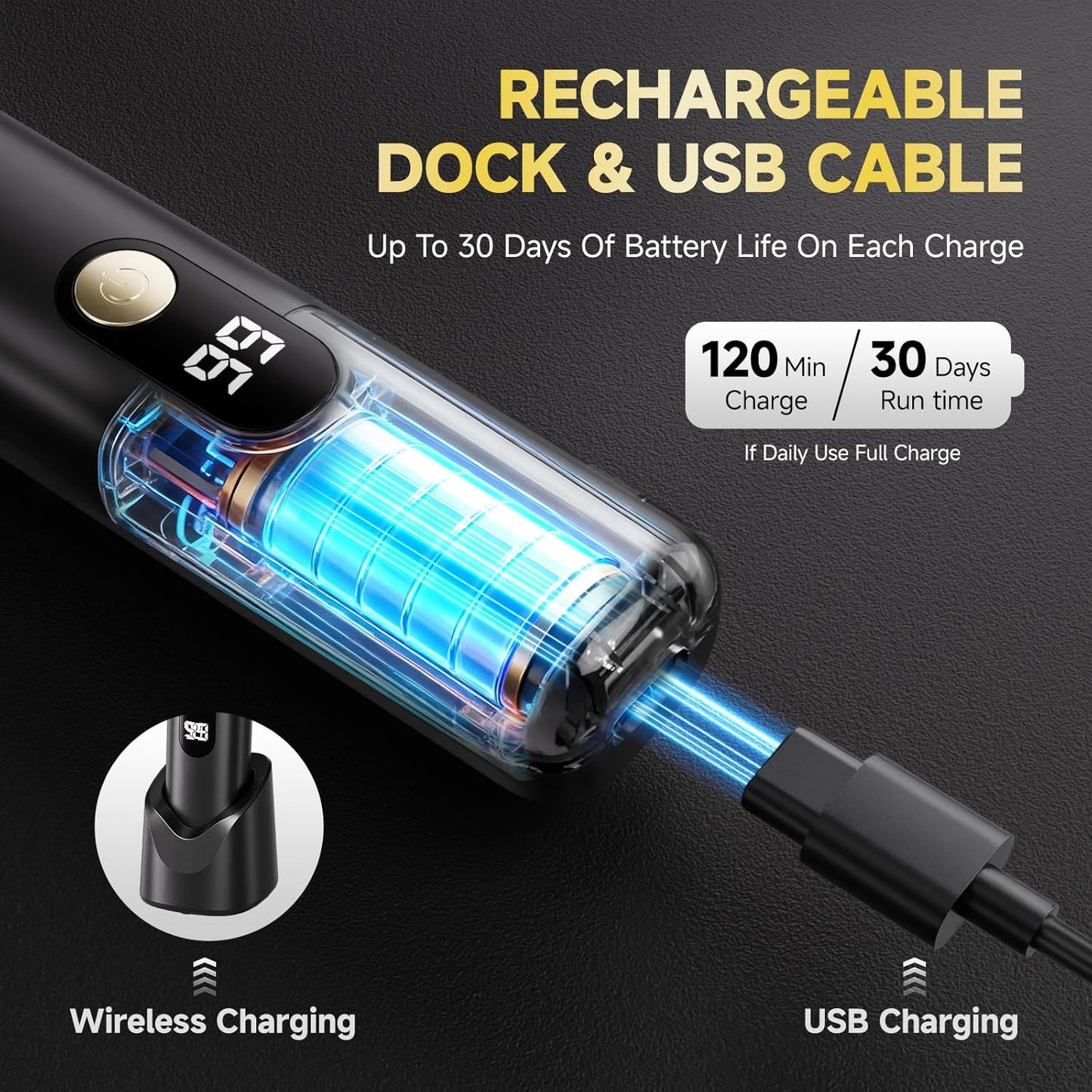Cortadora de barba para hombres, afeitadora eléctrica IPX7 resisten...