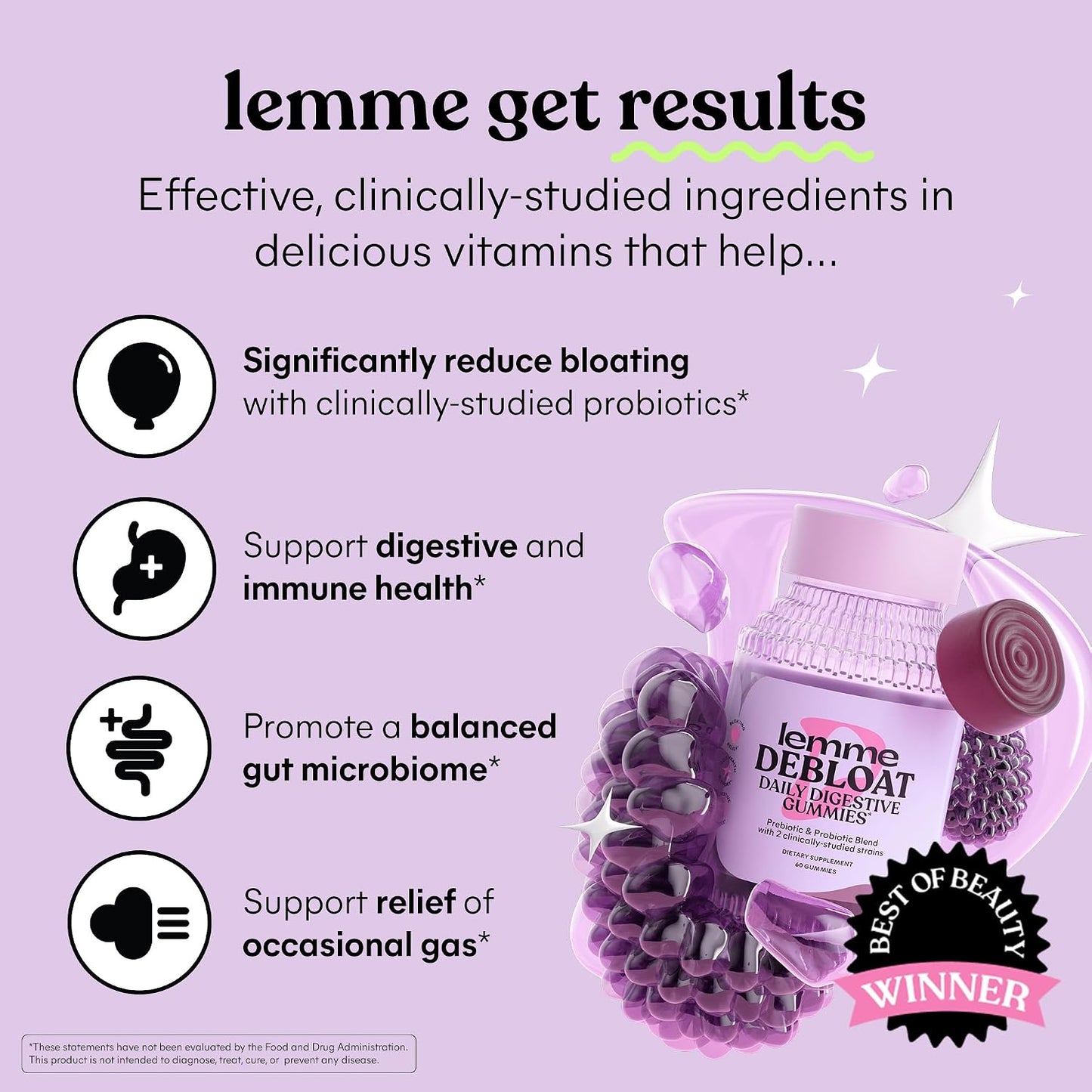 Lemme Debloat - Gomitas de salud digestiva e intestinal con 2 probi...