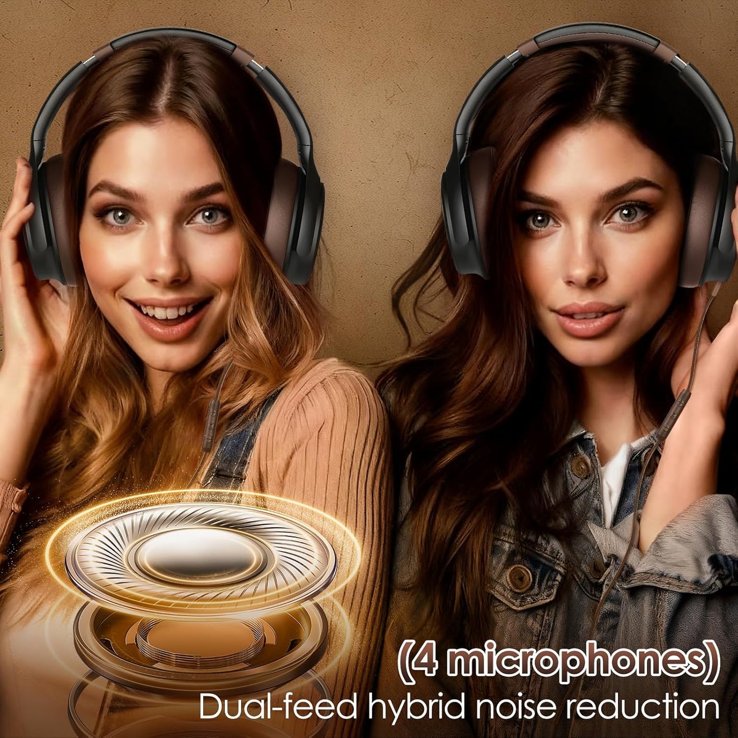 Auriculares USB C con cable sobre la oreja con micrófono HD, auricu...