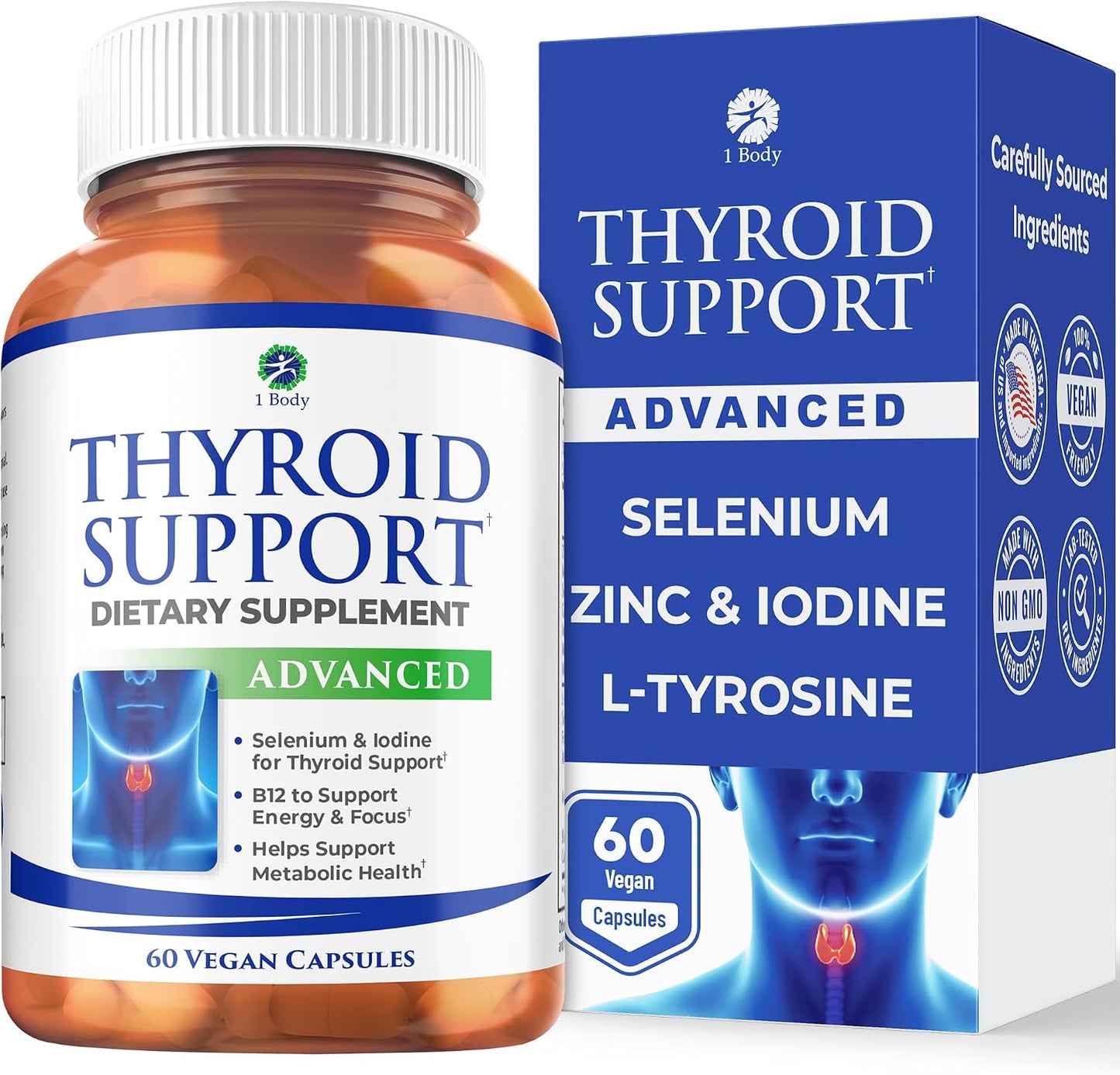 Suplemento con yodo para tiroides, fórmula para metabolismo, energí...