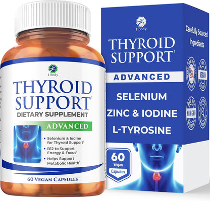 Suplemento con yodo para tiroides, fórmula para metabolismo, energí...