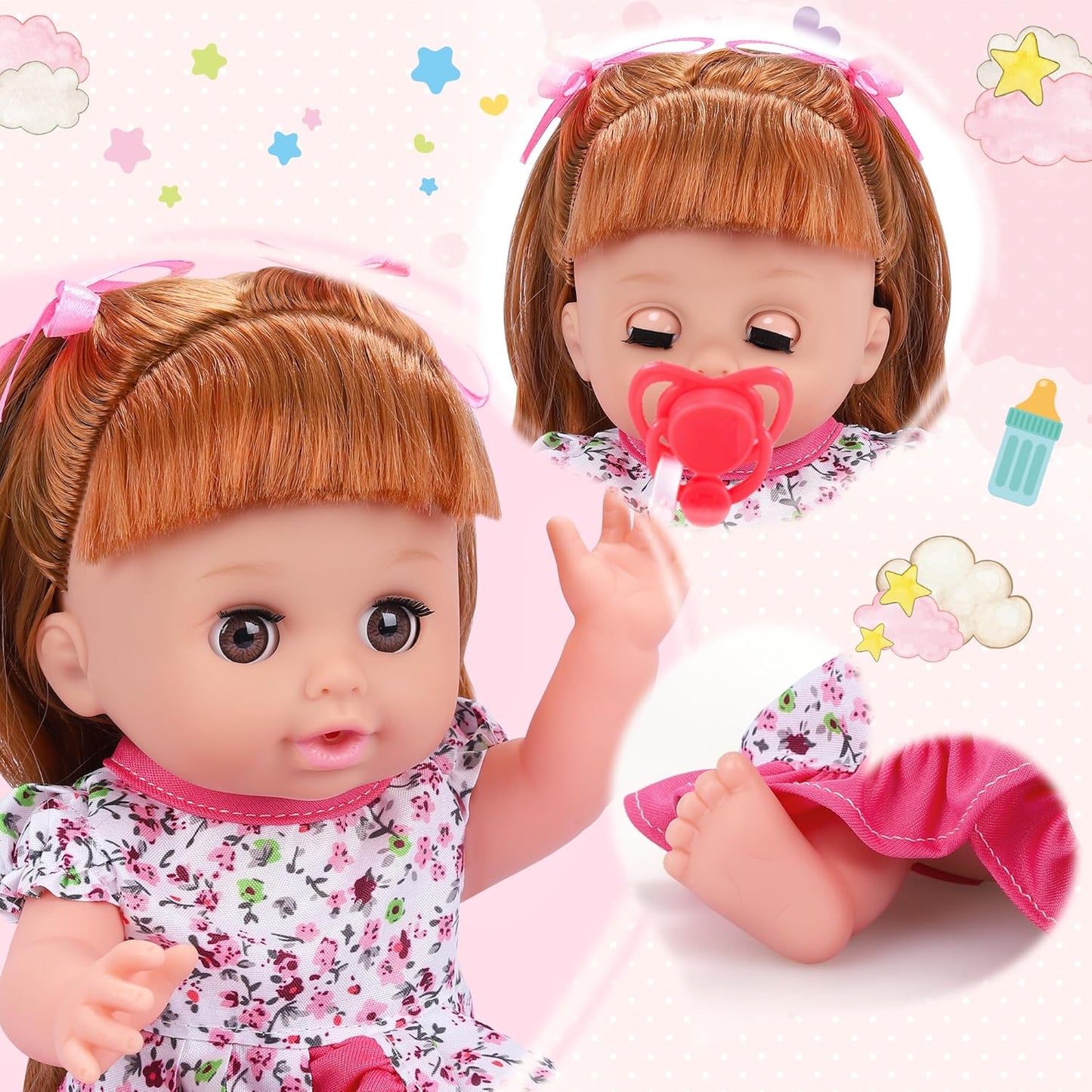 Juego de juguetes para muñecas de bebé, juguetes de muñeca de 14...