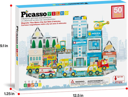 PicassoTiles Metro City Hospital - Azulejos magnéticos, juego de co...