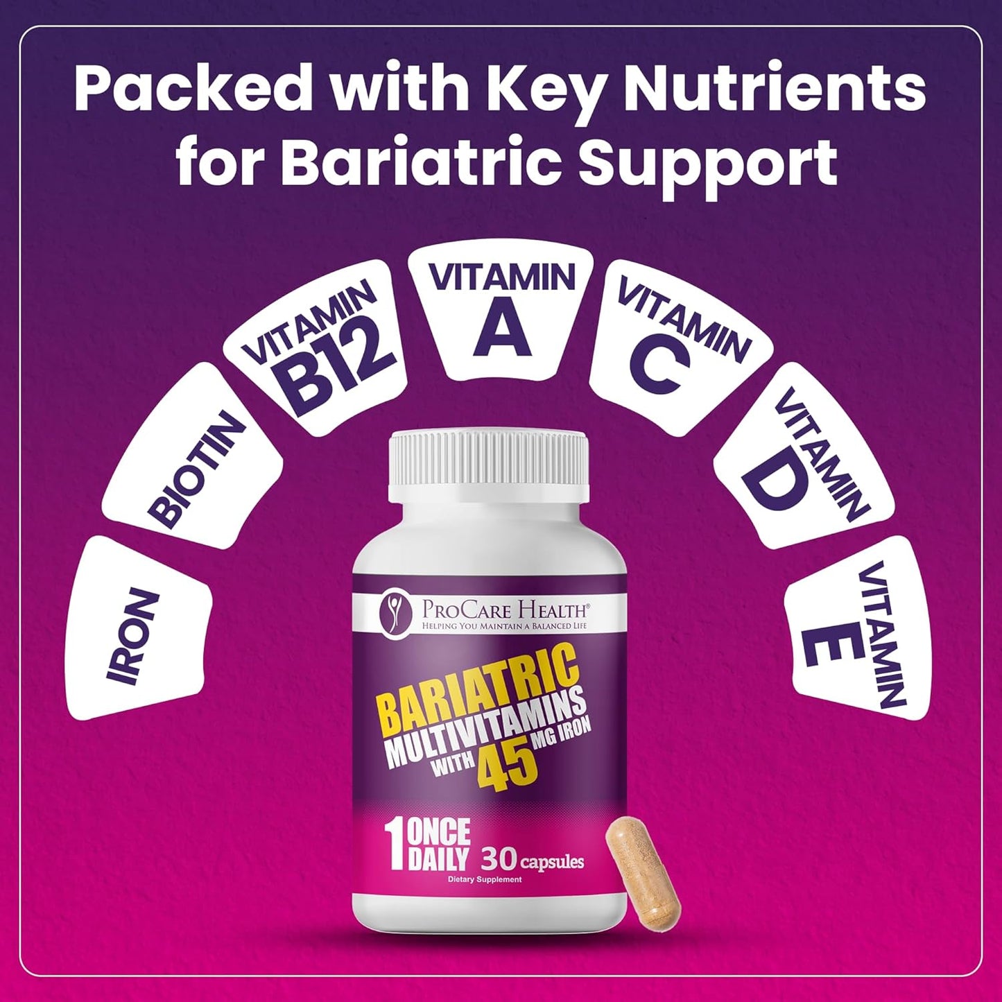 Once Daily Bariatric Multivitamin | Cápsula | 45 mg de hierro | 30...